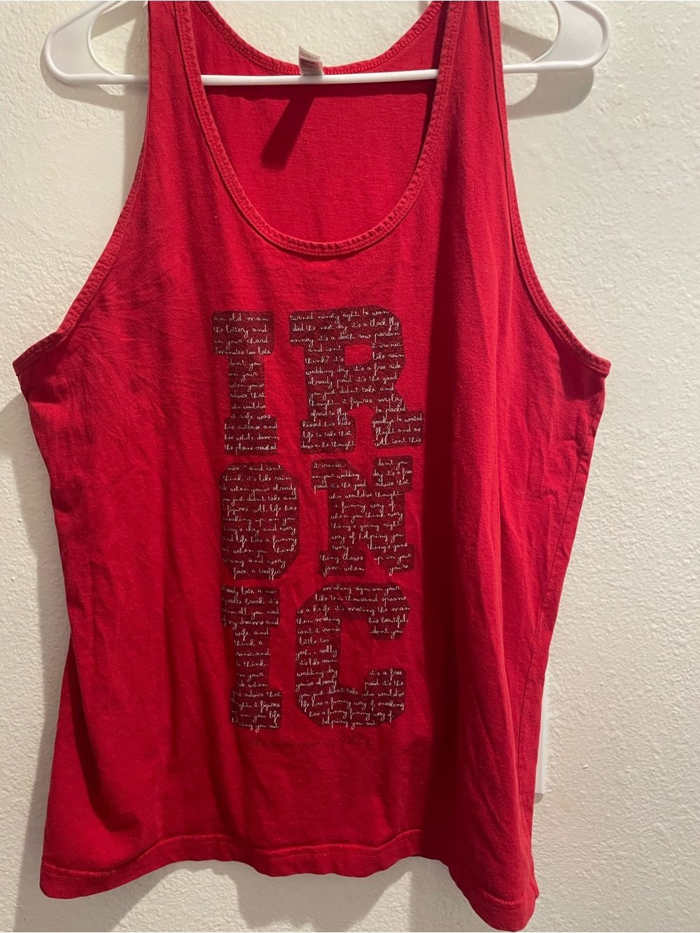 American Apparel "IRONIC" Graphic Tank Top Y2K Indie